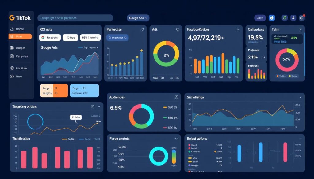 Digital advertising dashboard showing ROI metrics for small business campaigns