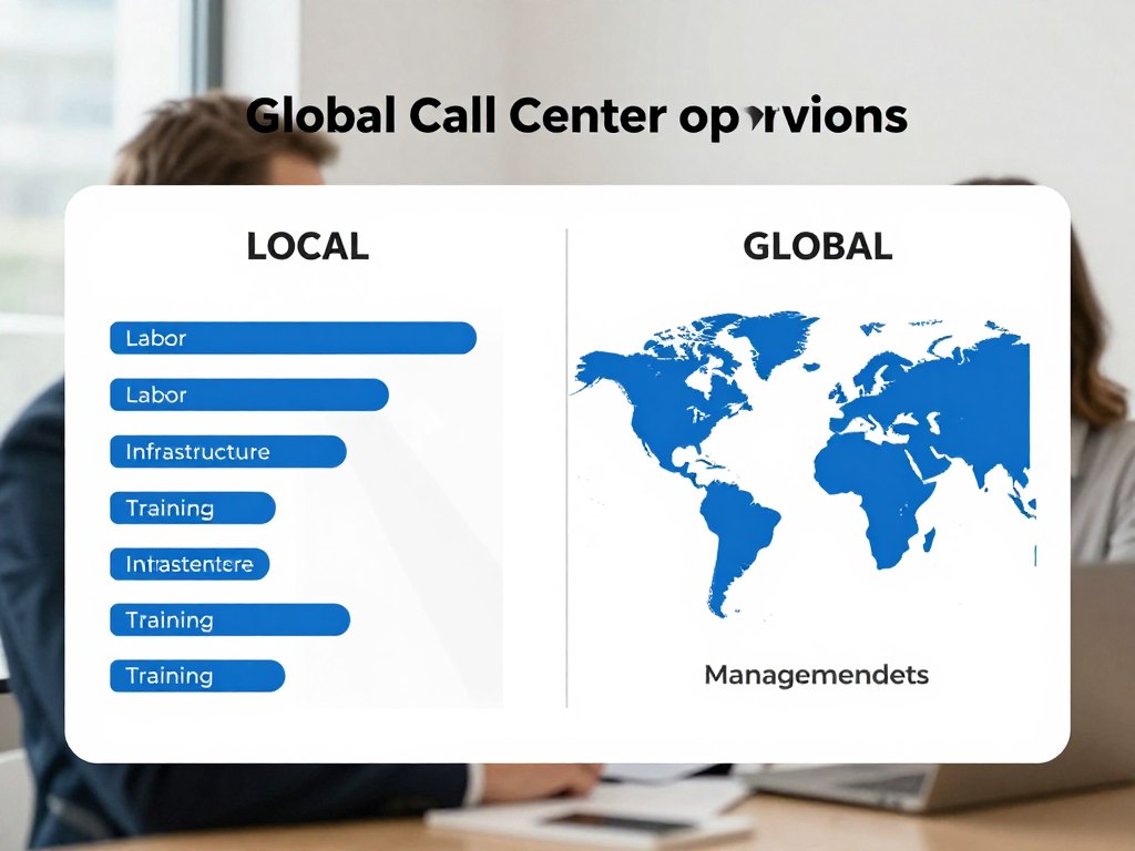 Financial comparison chart showing cost differences between local and global call center services Financial comparison chart showing cost differences between local and global call center services