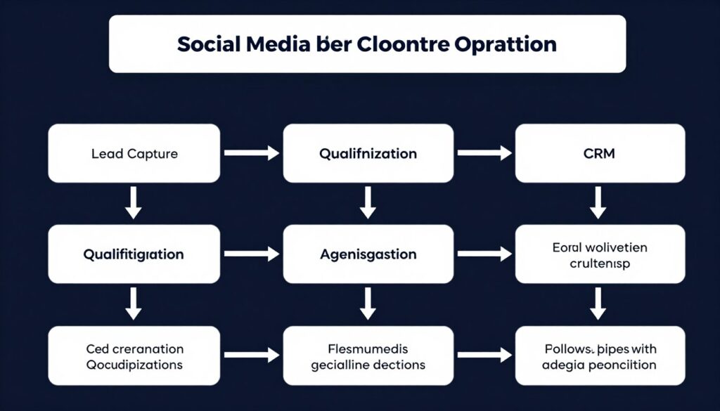 Workflow diagram showing social media lead integration into call center operations Workflow diagram showing social media lead integration into call center operations